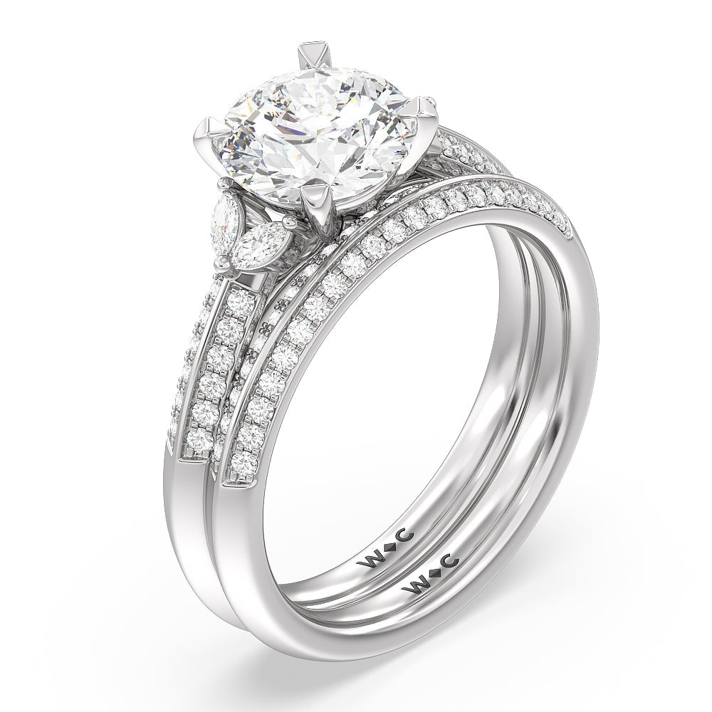 Princess & Round-Cut Diamond Three-Stone Engagement Ring 3/4 ct tw 10K  White Gold | Kay
