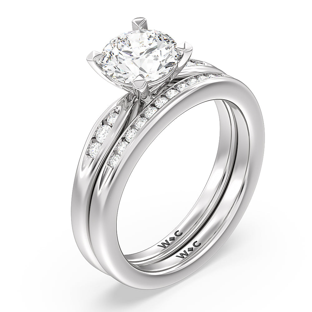 Cushion Cut Petite Channel Set Engagement Ring with Lab Grown Diamond in 14KT Platinum view 4
