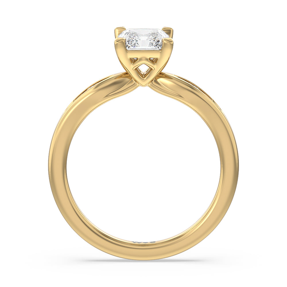 Radiant Cut Petite Channel Set Engagement Ring with Lab Grown Diamond in 14KT Yellow Gold view 2

