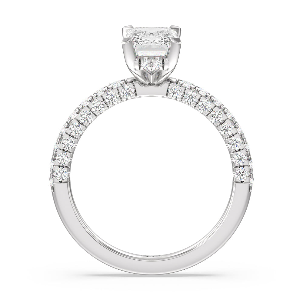 Aura Hidden Accent Engagement Ring with Emerald Cut Diamond in 14KT Platinum view 2
