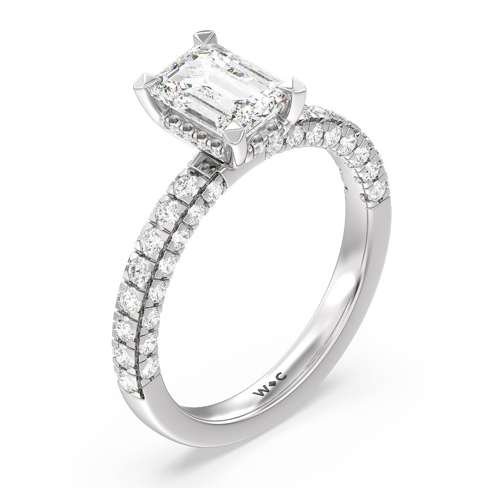 Aura Hidden Accent Engagement Ring with Emerald Cut Diamond in 14KT Platinum view 3
