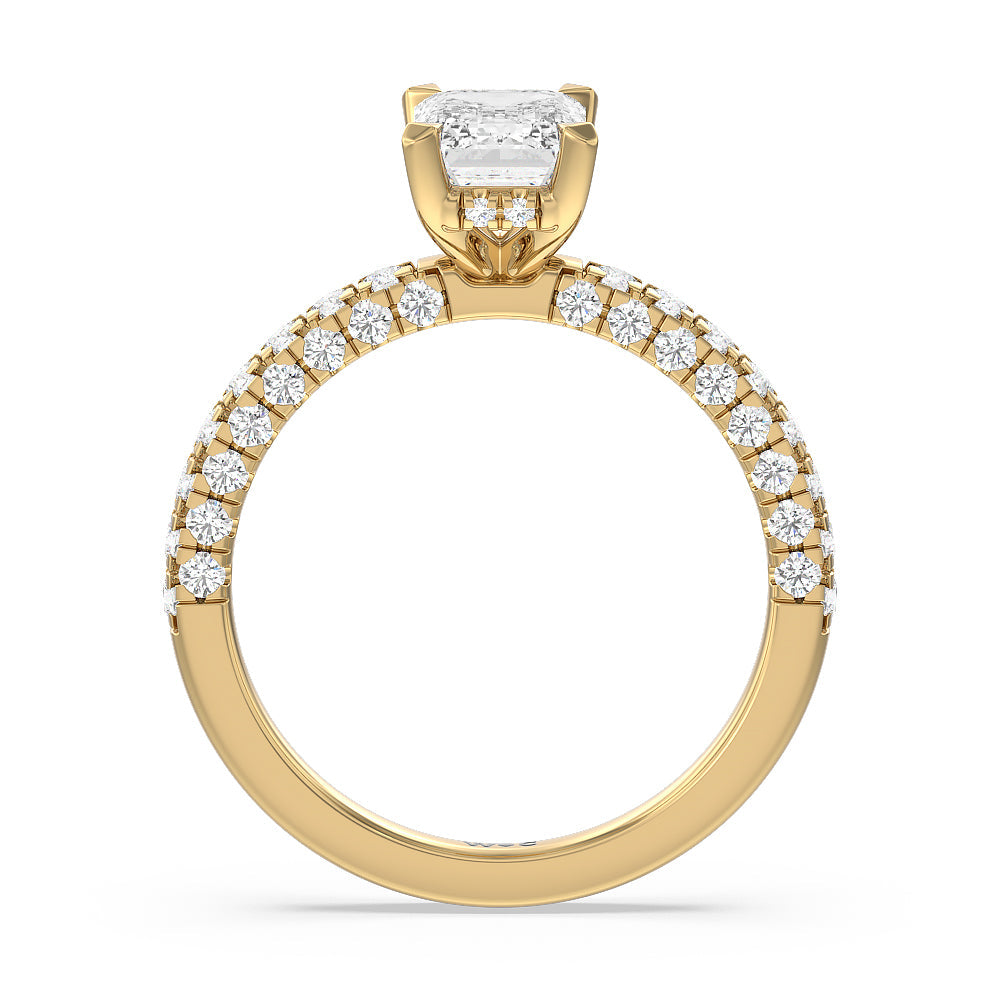 Aura Hidden Accent Engagement Ring with Emerald Cut Diamond in 14KT Yellow Gold view 2
