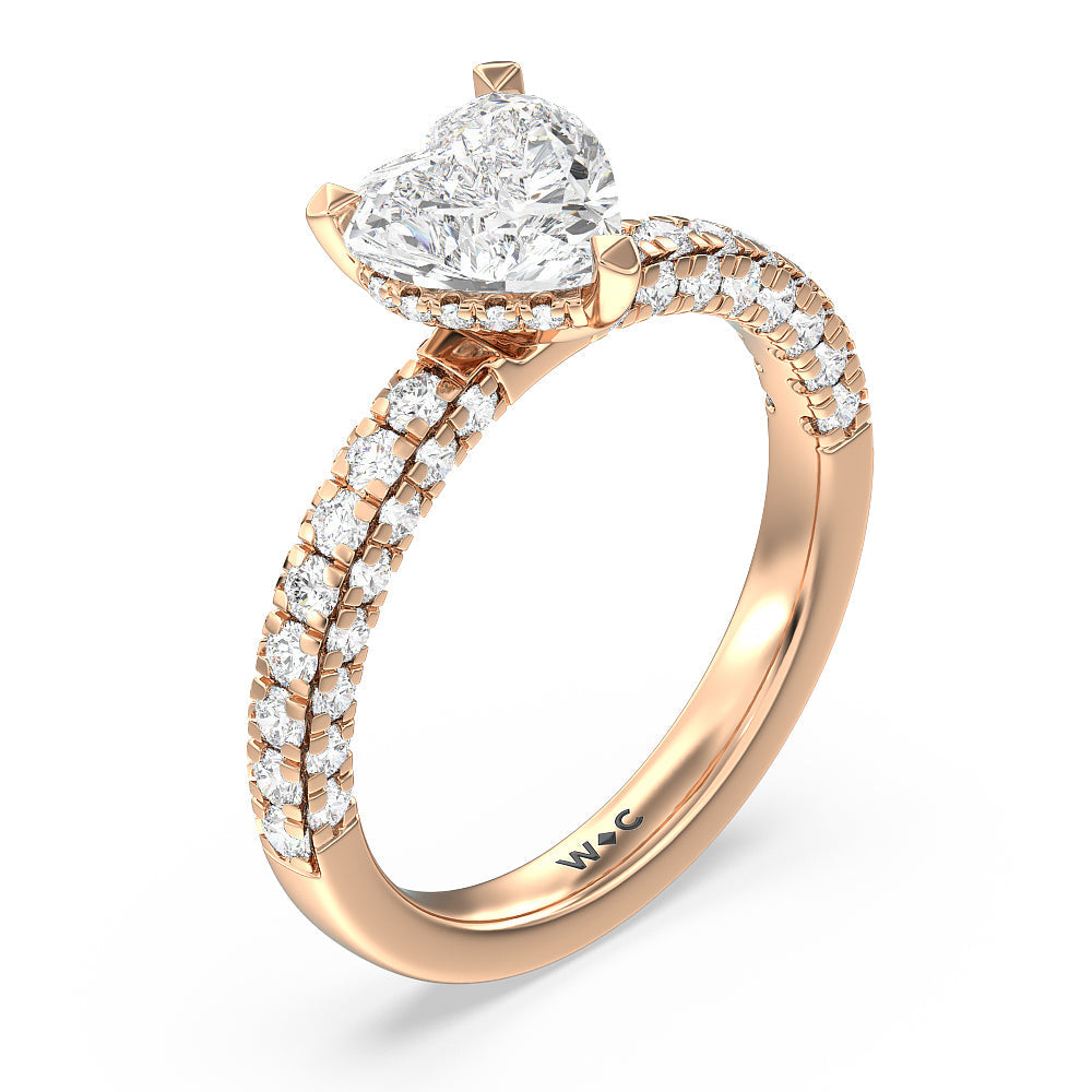 Aura Hidden Accent Engagement Ring with Heart Cut Diamond in 14KT Rose Gold view 3
