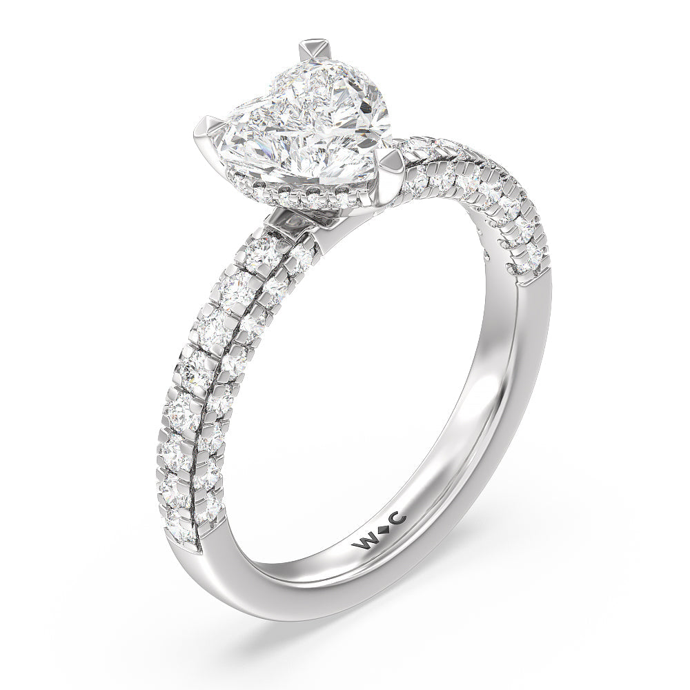 Aura Hidden Accent Engagement Ring with Heart Cut Diamond in 14KT Platinum view 3
