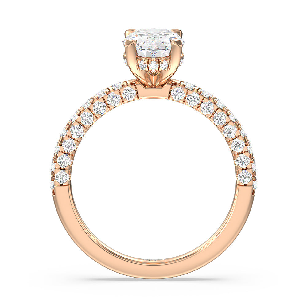 Aura Hidden Accent Engagement Ring with Oval Cut Diamond in 14KT Rose Gold view 2
