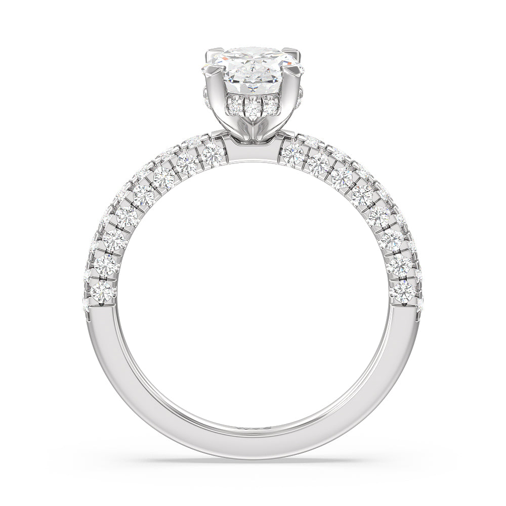Aura Hidden Accent Engagement Ring with Oval Cut Diamond in 14KT Platinum view 2
