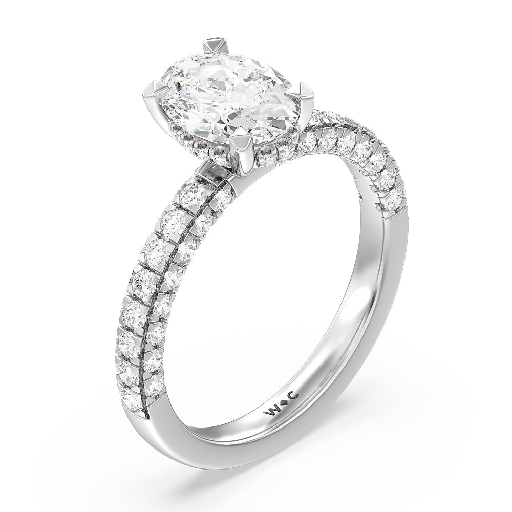 Aura Hidden Accent Engagement Ring with Oval Cut Diamond in 14KT Platinum view 3
