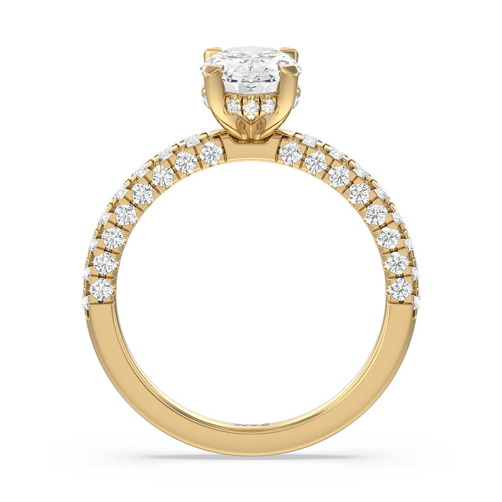 Aura Hidden Accent Engagement Ring with Oval Cut Diamond in 14KT Yellow Gold view 2
