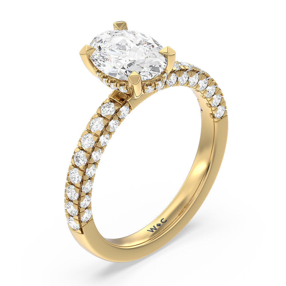Aura Hidden Accent Engagement Ring with Oval Cut Diamond in 14KT Yellow Gold view 3
