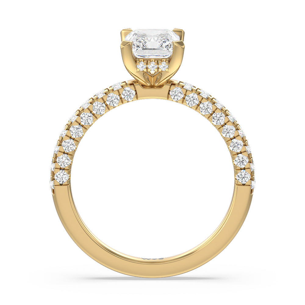 Aura Hidden Accent Engagement Ring with Radiant Cut Diamond in 14KT Yellow Gold view 2
