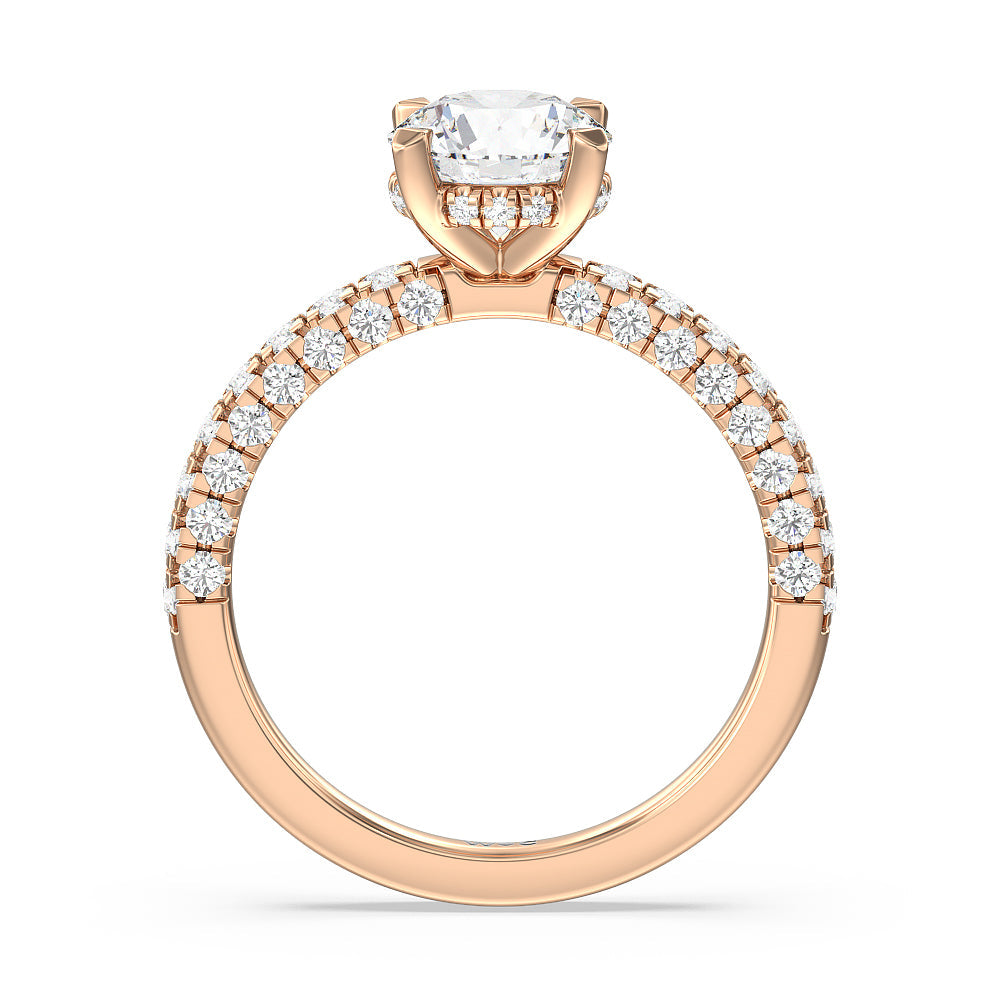 Aura Hidden Accent Engagement Ring with Round Cut Diamond in 14KT Rose Gold view 2
