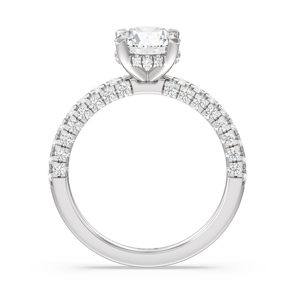 Aura Hidden Accent Engagement Ring with Round Cut Diamond in 14KT Platinum view 2

