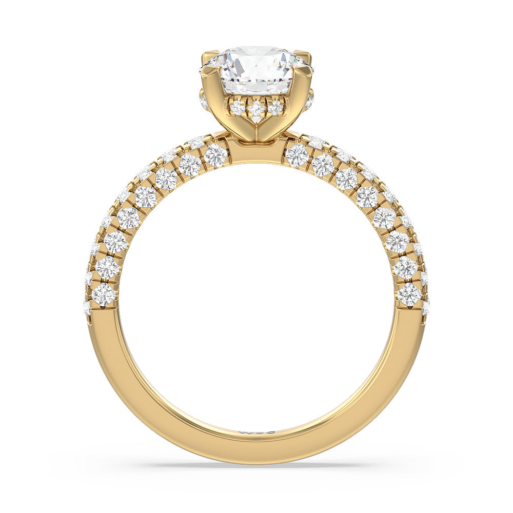 Aura Hidden Accent Engagement Ring with Round Cut Diamond in 14KT Yellow Gold view 2
