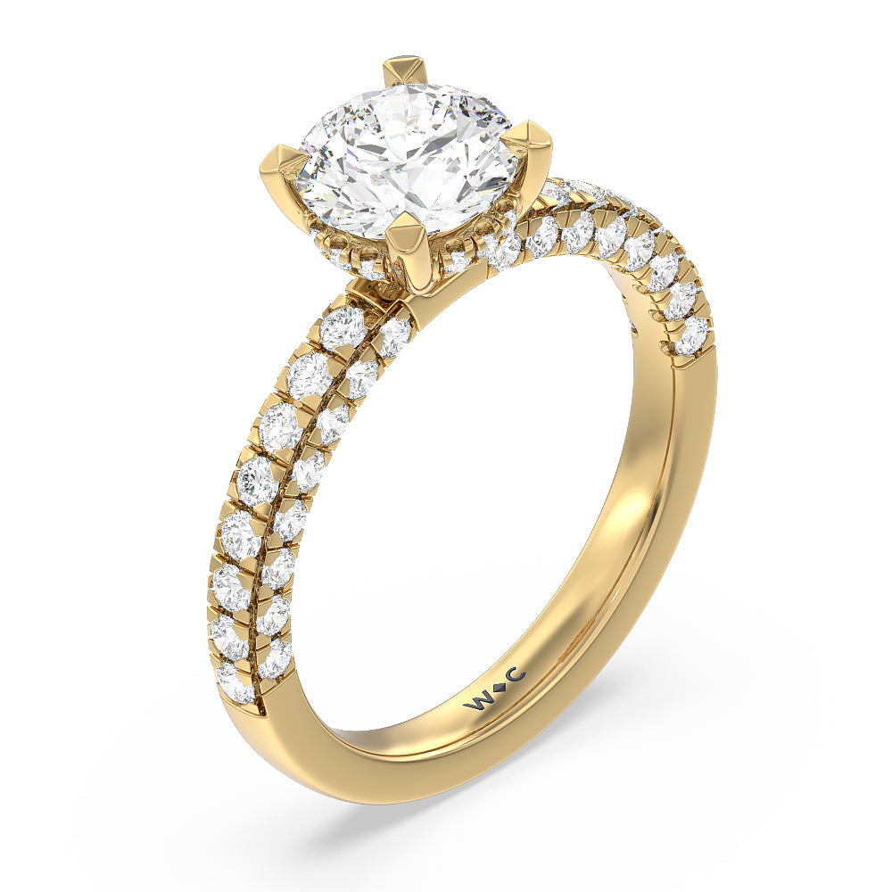 Aura Hidden Accent Engagement Ring with Round Cut Diamond in 14KT Yellow Gold view 3
