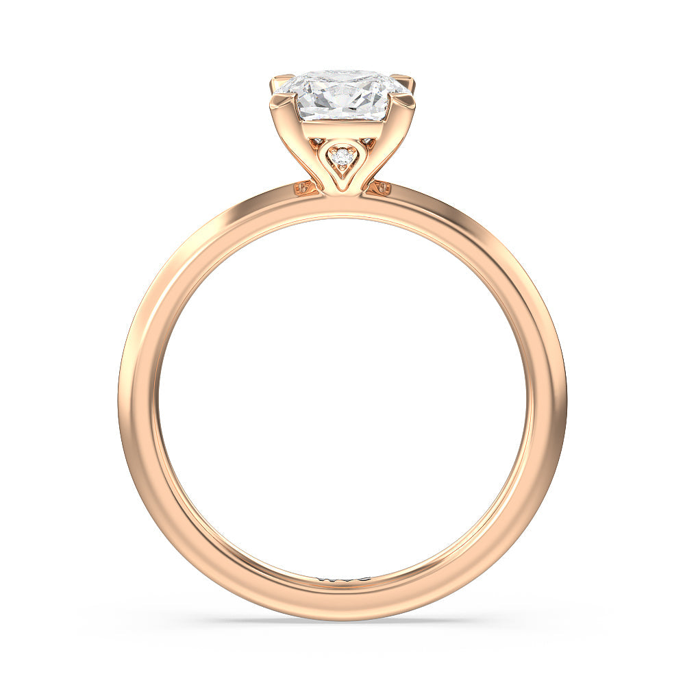 Cushion Cut Knife Edge Shank Studded Kite Basket Solitaire Engagement Ring with Lab Grown Diamond in 14KT Rose Gold view 2
