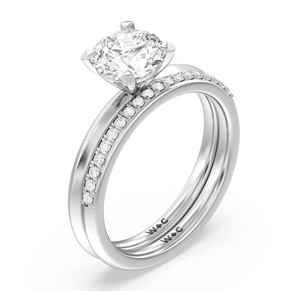 Cushion Cut Knife Edge Shank Studded Kite Basket Solitaire Engagement Ring with Lab Grown Diamond in 14KT Platinum view 4

