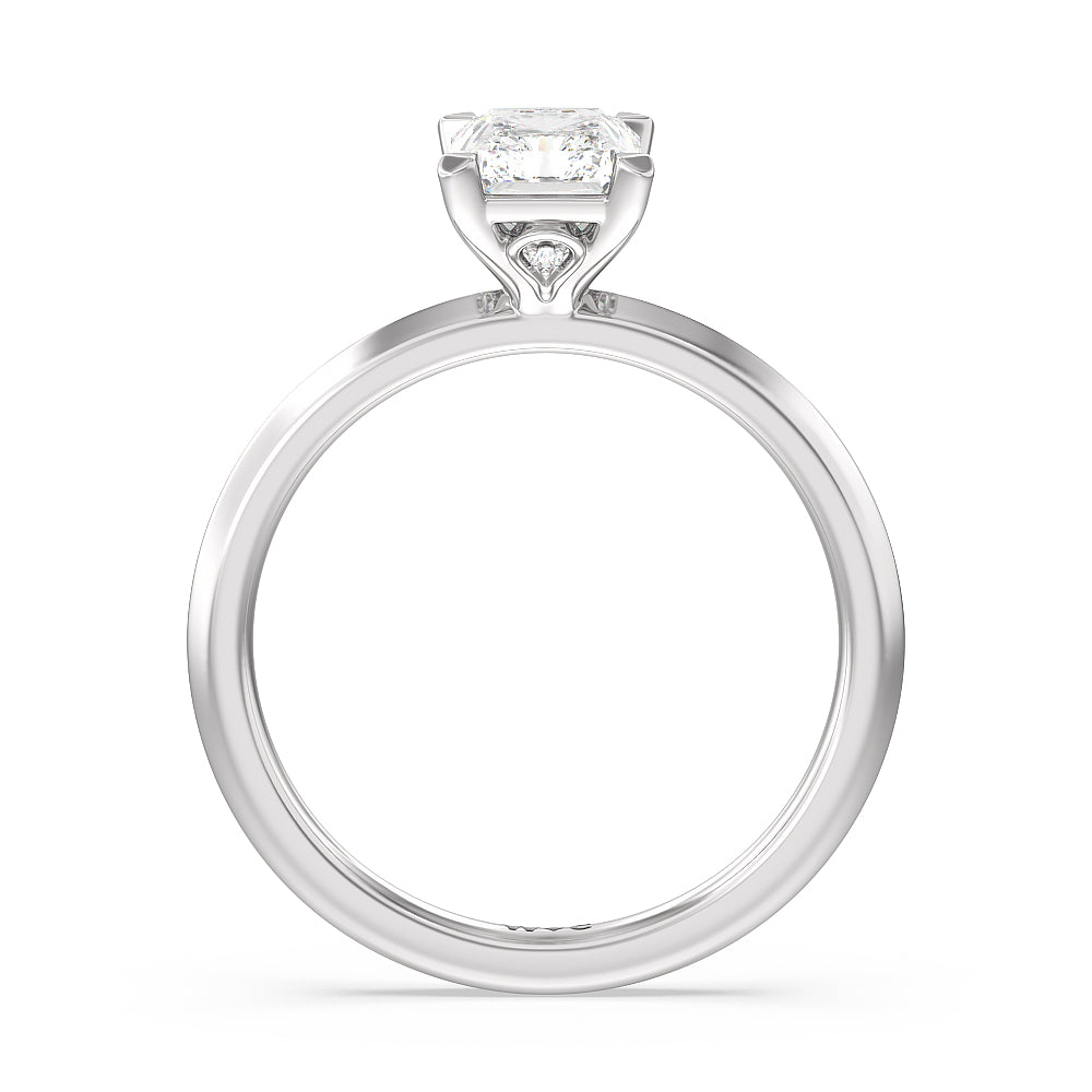 Radiant Cut Knife Edge Shank Studded Kite Basket Solitaire Engagement Ring with Lab Grown Diamond in 14KT Platinum view 2
