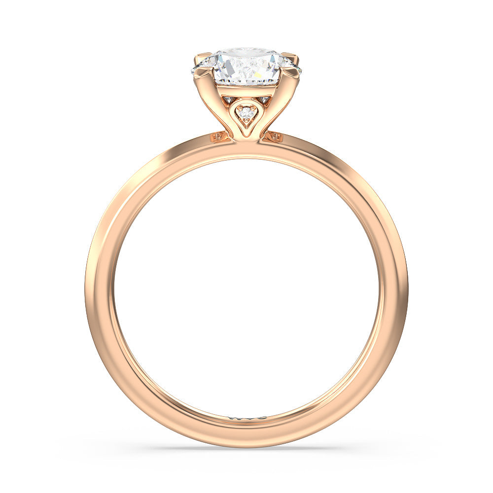 Round Cut Knife Edge Shank Studded Kite Basket Solitaire Engagement Ring with Lab Grown Diamond in 14KT Rose Gold view 2
