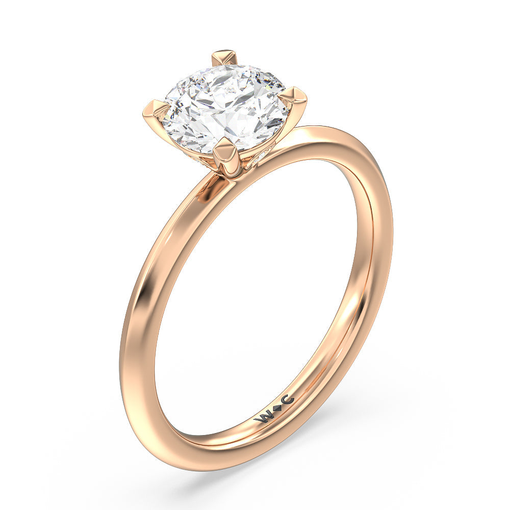 Round Cut Knife Edge Shank Studded Kite Basket Solitaire Engagement Ring with Lab Grown Diamond in 14KT Rose Gold view 3
