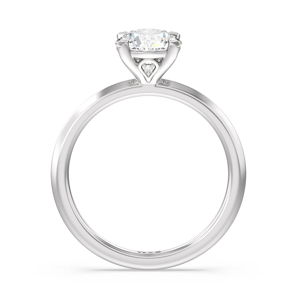 Round Cut Knife Edge Shank Studded Kite Basket Solitaire Engagement Ring with Lab Grown Diamond in 14KT Platinum view 2
