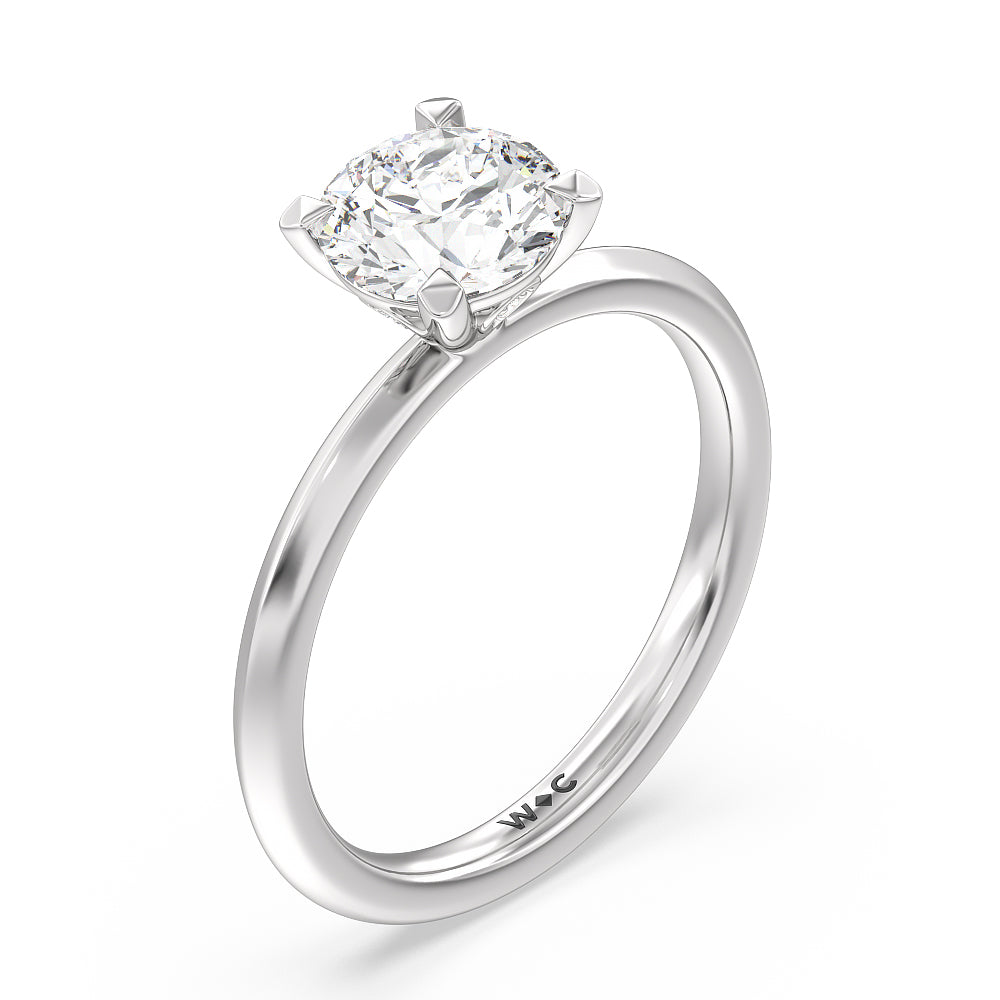 Round Cut Knife Edge Shank Studded Kite Basket Solitaire Engagement Ring with Lab Grown Diamond in 14KT Platinum view 3
