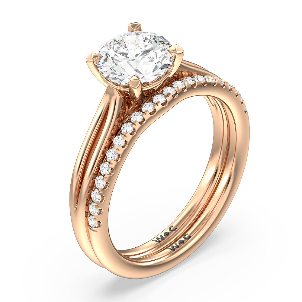 Cushion Cut Delicate Pinched Cathedral Solitaire Engagement Ring with Lab Grown Diamond in 14KT Rose Gold view 4
