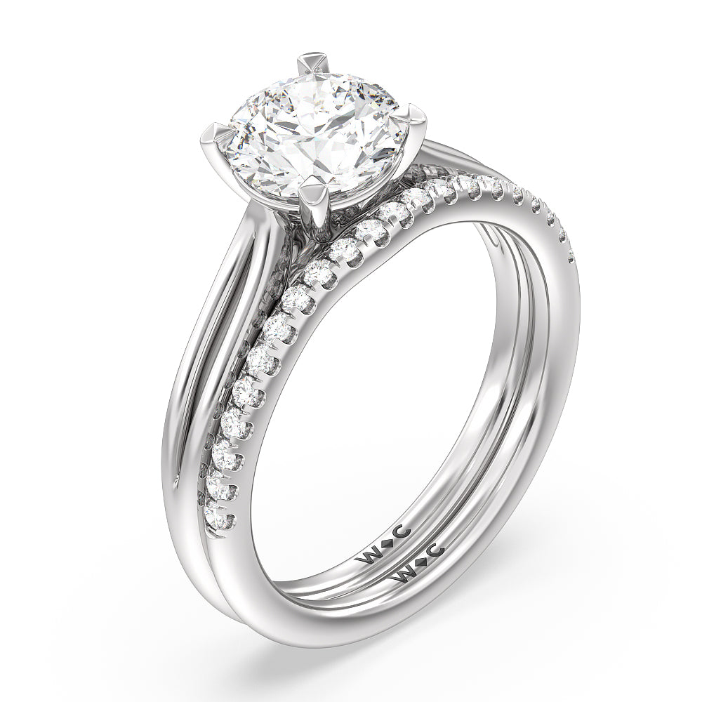 Cushion Cut Delicate Pinched Cathedral Solitaire Engagement Ring with Lab Grown Diamond in 14KT Platinum view 4
