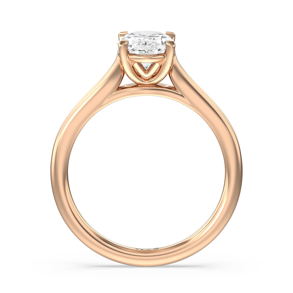 Oval Cut Delicate Pinched Cathedral Solitaire Engagement Ring with Lab Grown Diamond in 14KT Rose Gold view 2
