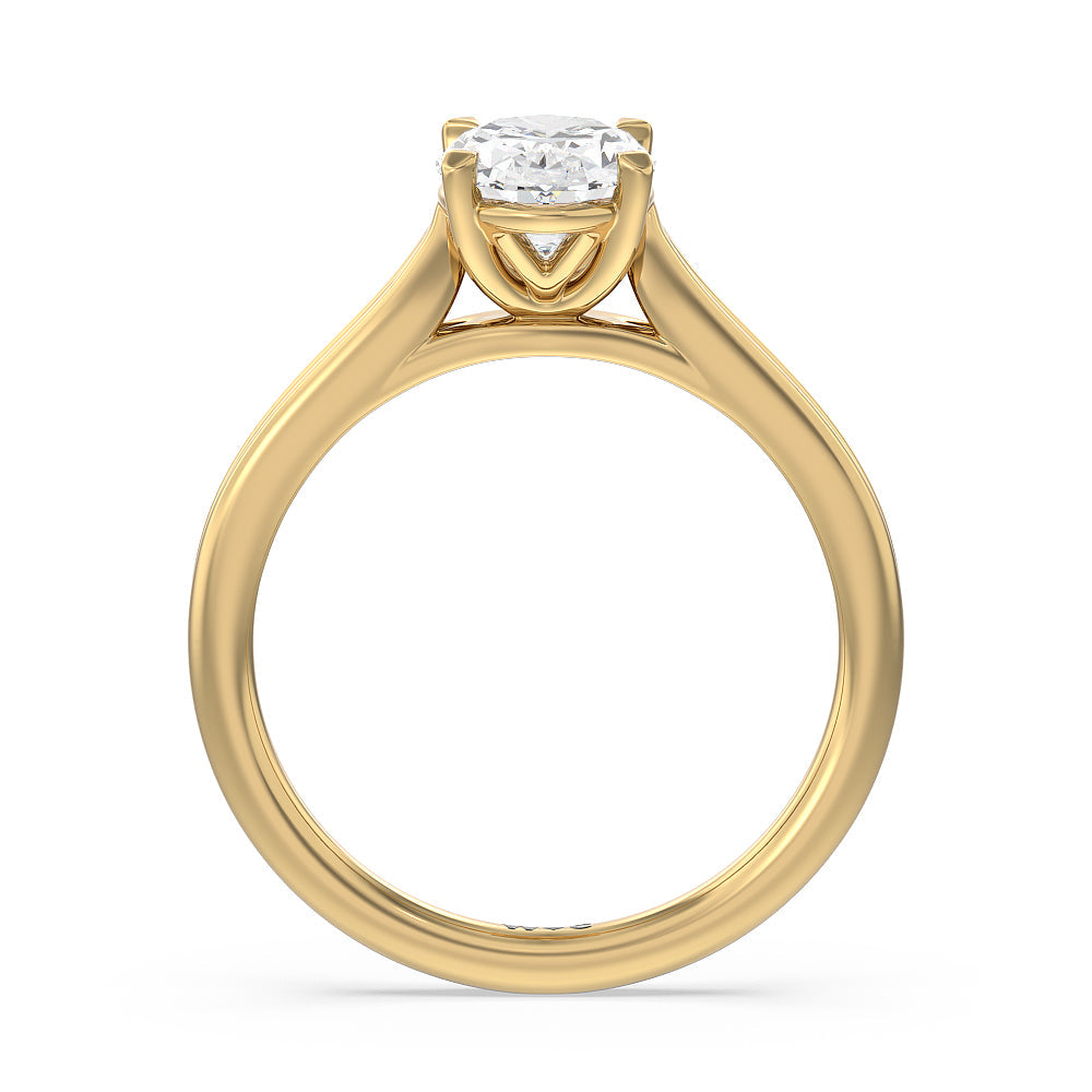 Oval Cut Delicate Pinched Cathedral Solitaire Engagement Ring with Lab Grown Diamond in 14KT Yellow Gold view 2
