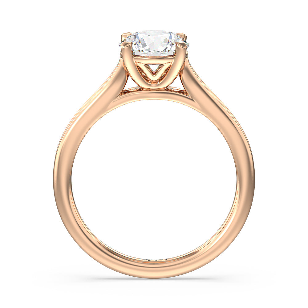 Round Cut Delicate Pinched Cathedral Solitaire Engagement Ring with Lab Grown Diamond in 14KT Rose Gold view 2
