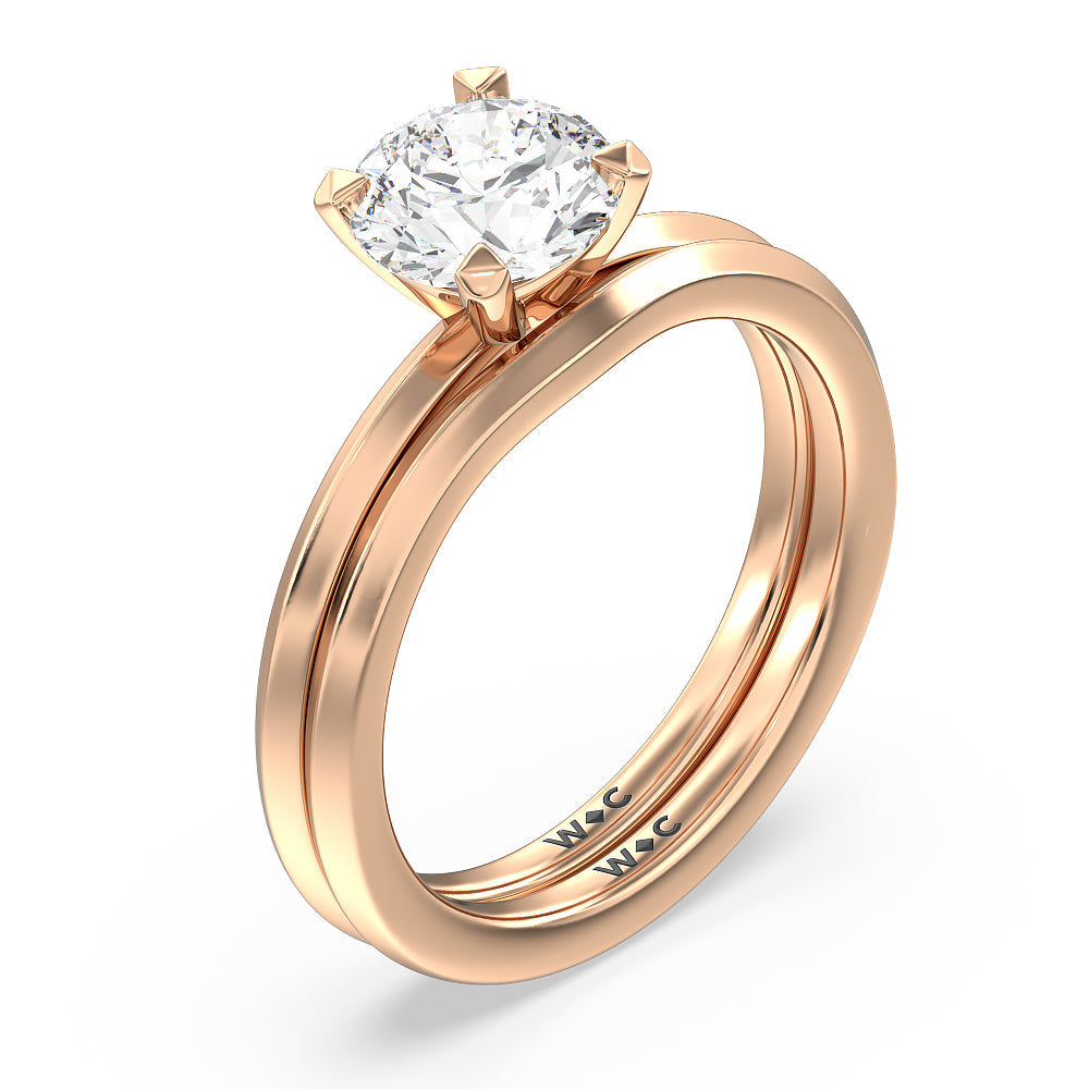Petite Knife Edge Solitaire Engagement Ring with Emerald Cut Diamond in 14KT Rose Gold view 4
