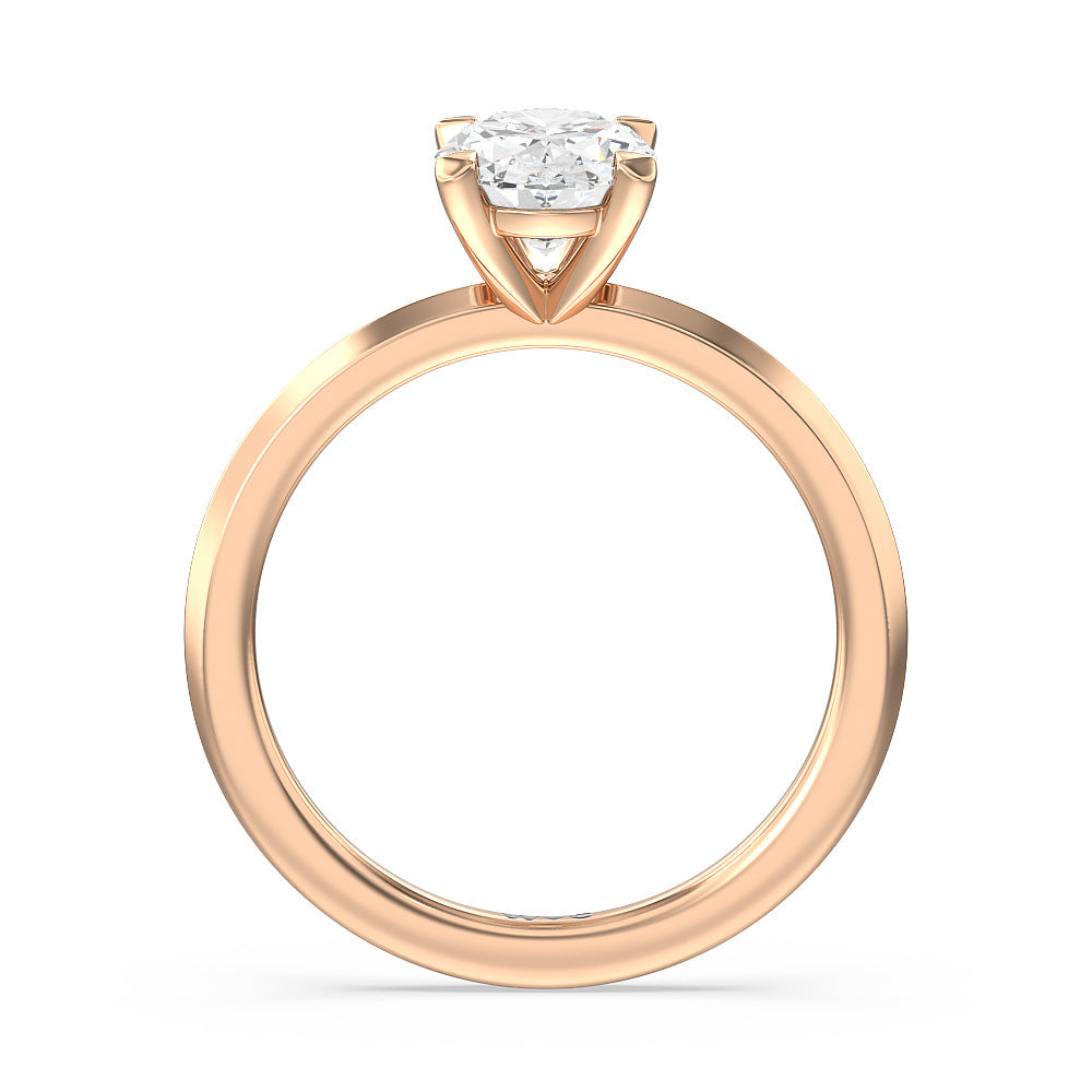 Petite Knife Edge Solitaire Engagement Ring with Oval Cut Diamond in 14KT Rose Gold view 2
