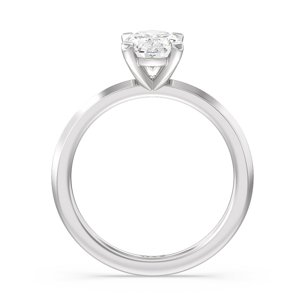 Petite Knife Edge Solitaire Engagement Ring with Oval Cut Diamond in 14KT Platinum view 2
