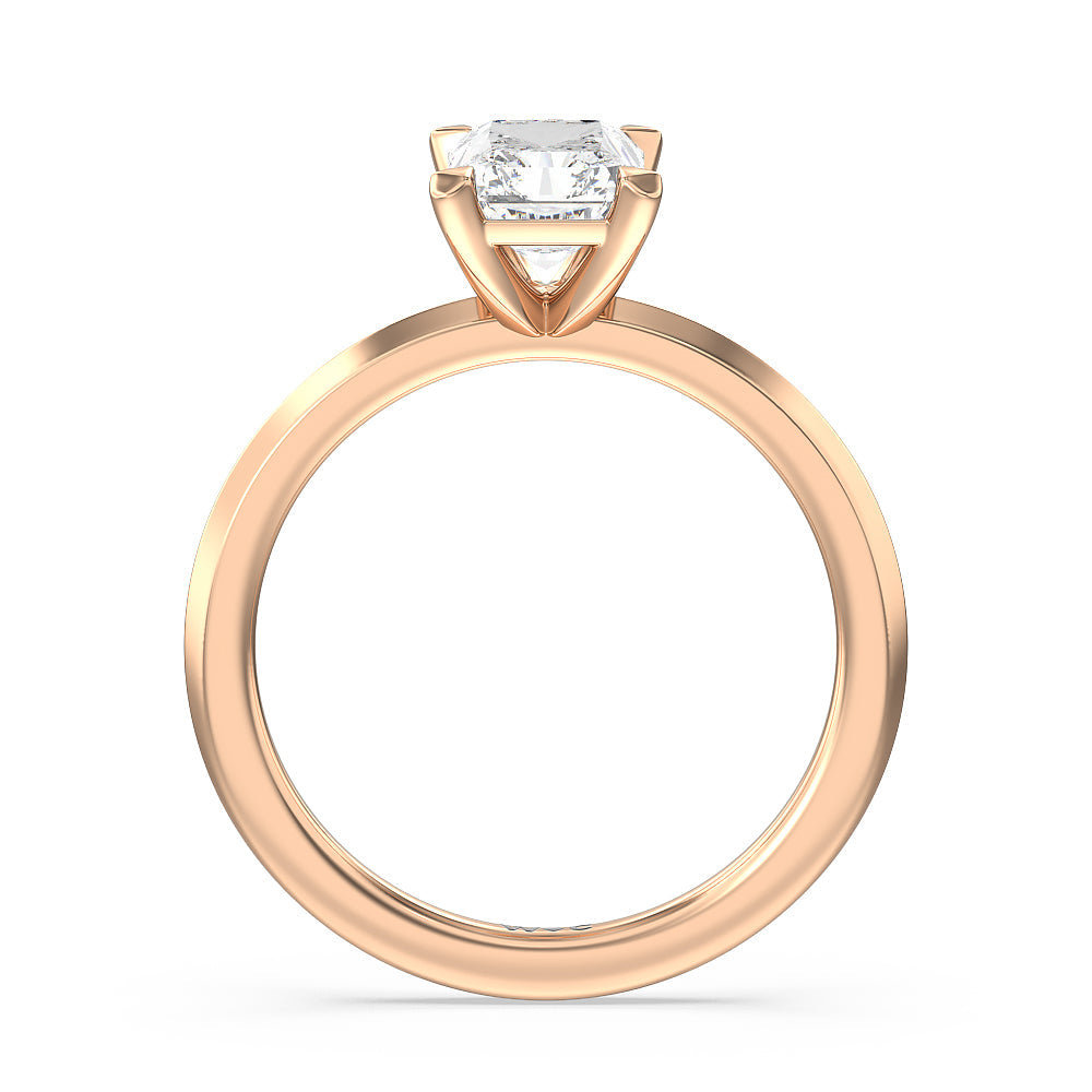 Petite Knife Edge Solitaire Engagement Ring with Radiant Cut Diamond in 14KT Rose Gold view 2
