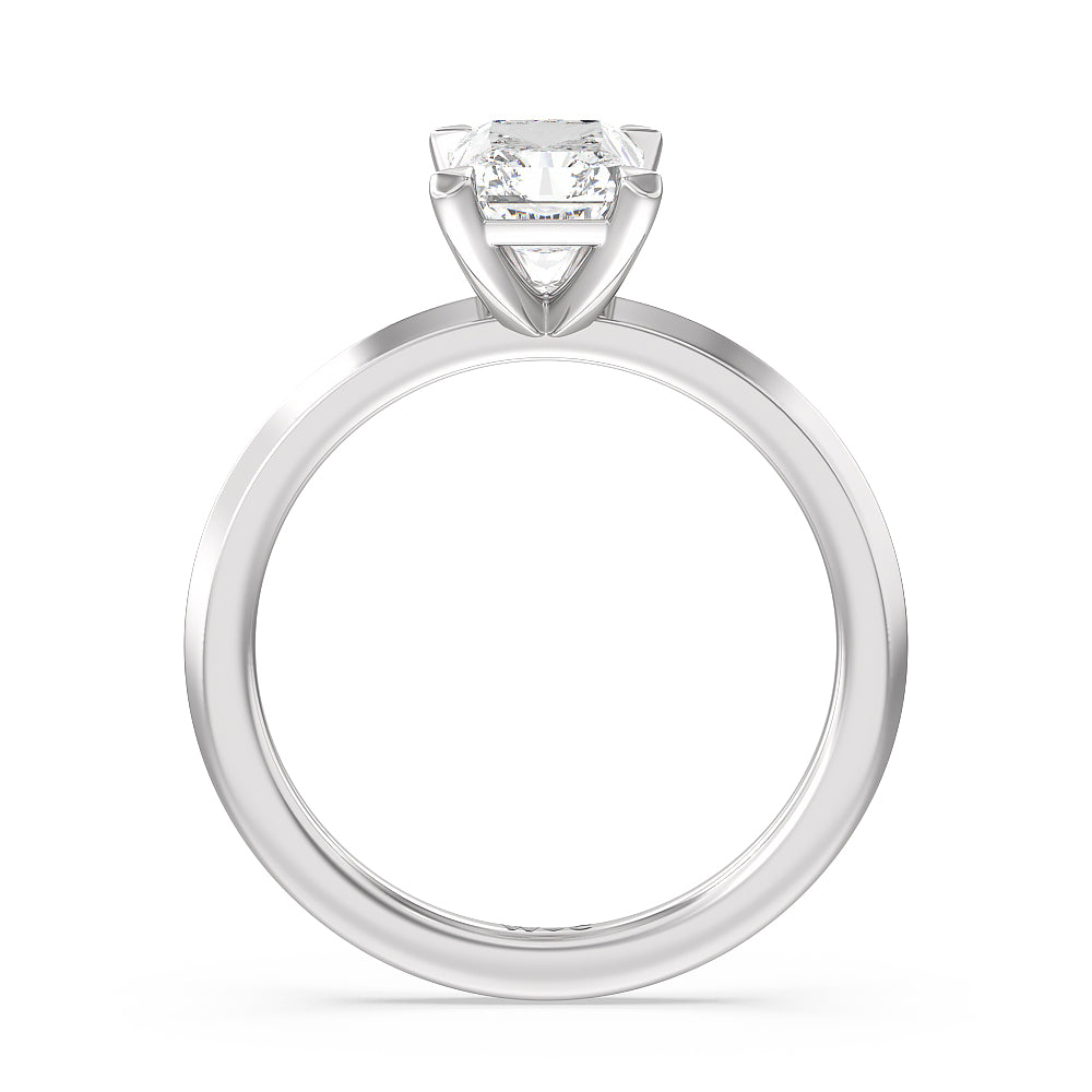 Petite Knife Edge Solitaire Engagement Ring with Radiant Cut Diamond in 14KT Platinum view 2
