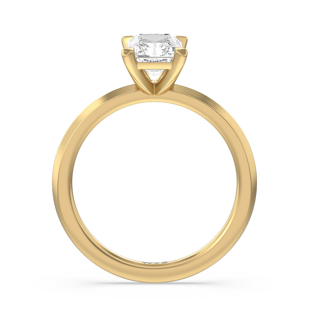 Petite Knife Edge Solitaire Engagement Ring with Radiant Cut Diamond in 14KT Yellow Gold view 2
