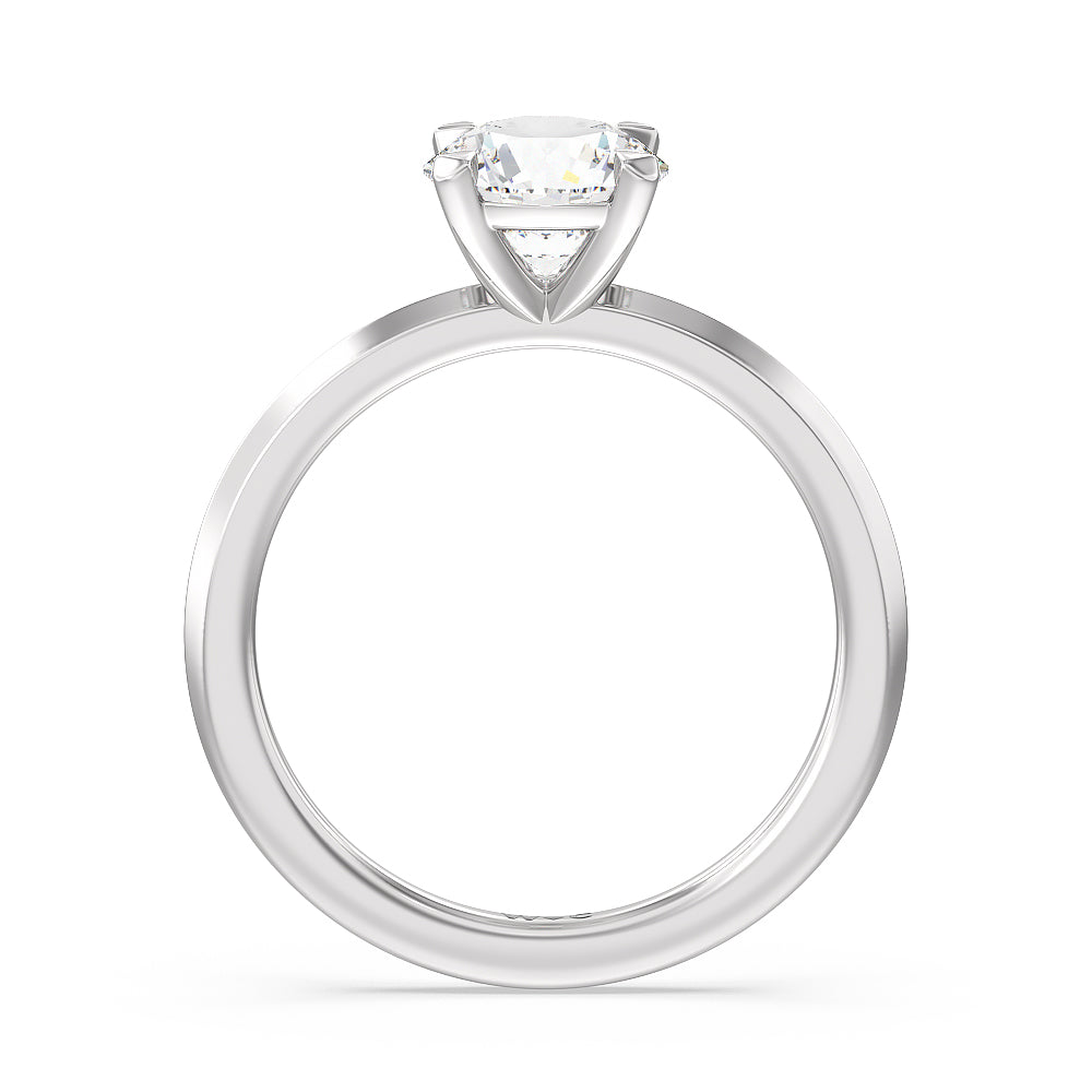 Petite Knife Edge Solitaire Engagement Ring with Round Cut Diamond in 14KT Platinum view 2
