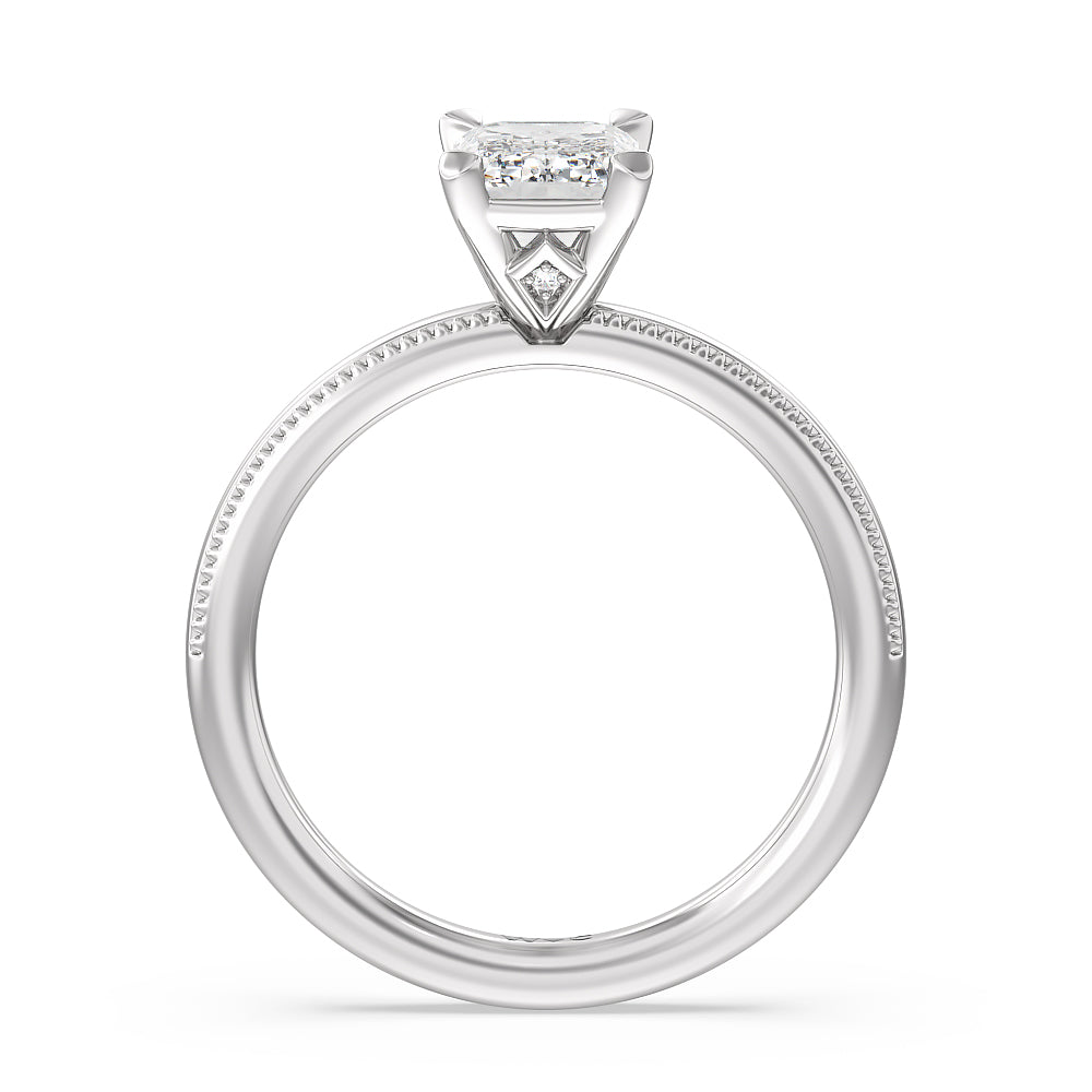 Emerald Cut Kite Basket Four Prong Solitaire Engagement Ring with Lab Grown Diamond in 14KT Platinum view 2
