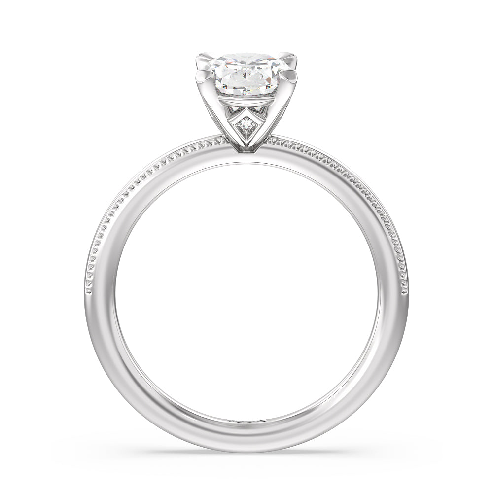 Oval Cut Kite Basket Four Prong Solitaire Engagement Ring with Lab Grown Diamond in 14KT Platinum view 2
