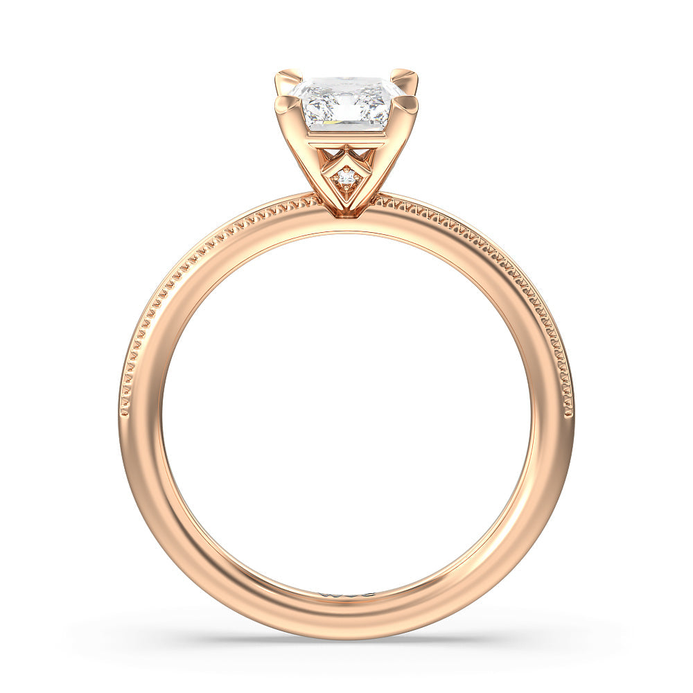 Radiant Cut Kite Basket Four Prong Solitaire Engagement Ring with Lab Grown Diamond in 14KT Rose Gold view 2
