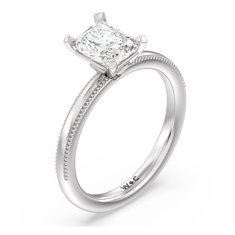 Radiant Cut Kite Basket Four Prong Solitaire Engagement Ring with Lab Grown Diamond in 14KT Platinum view 3
