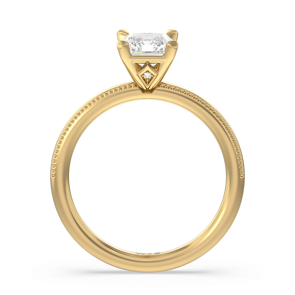 Radiant Cut Kite Basket Four Prong Solitaire Engagement Ring with Lab Grown Diamond in 14KT Yellow Gold view 2
