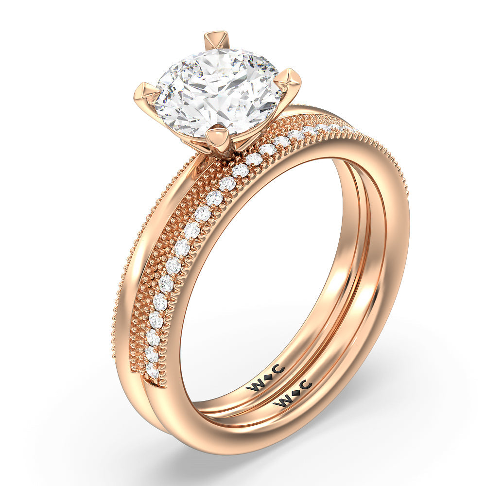 Round Cut Kite Basket Four Prong Solitaire Engagement Ring with Lab Grown Diamond in 14KT Rose Gold view 4
