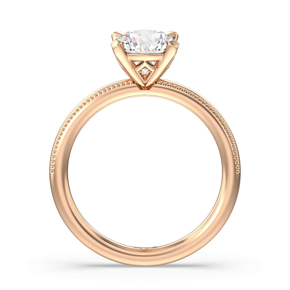 Round Cut Kite Basket Four Prong Solitaire Engagement Ring with Lab Grown Diamond in 14KT Rose Gold view 2
