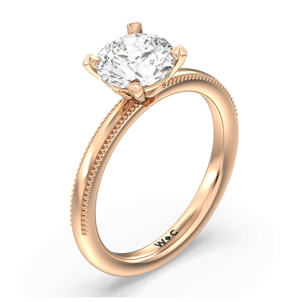 Round Cut Kite Basket Four Prong Solitaire Engagement Ring with Lab Grown Diamond in 14KT Rose Gold view 3
