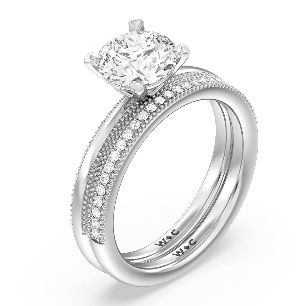 Round Cut Kite Basket Four Prong Solitaire Engagement Ring with Lab Grown Diamond in 14KT Platinum view 4
