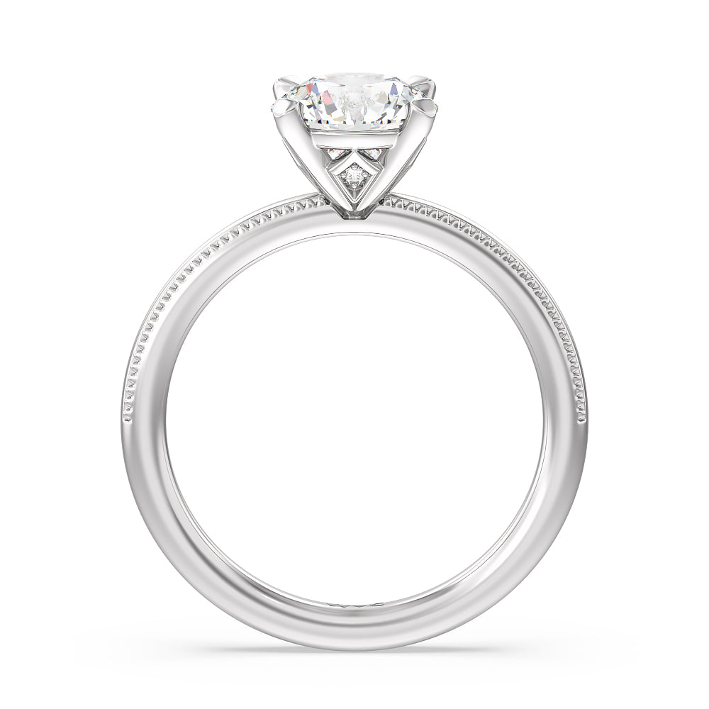 Round Cut Kite Basket Four Prong Solitaire Engagement Ring with Lab Grown Diamond in 14KT Platinum view 2
