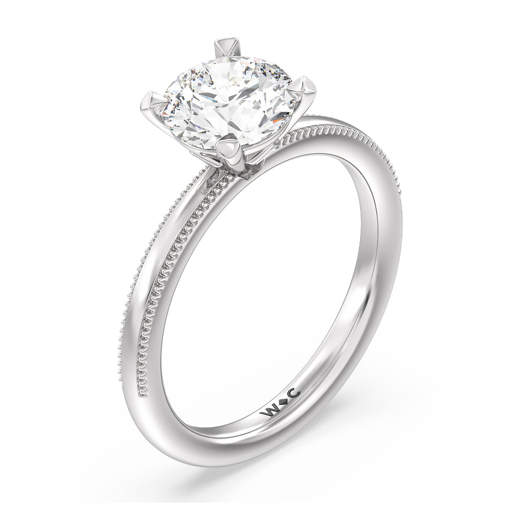 Round Cut Kite Basket Four Prong Solitaire Engagement Ring with Lab Grown Diamond in 14KT Platinum view 3
