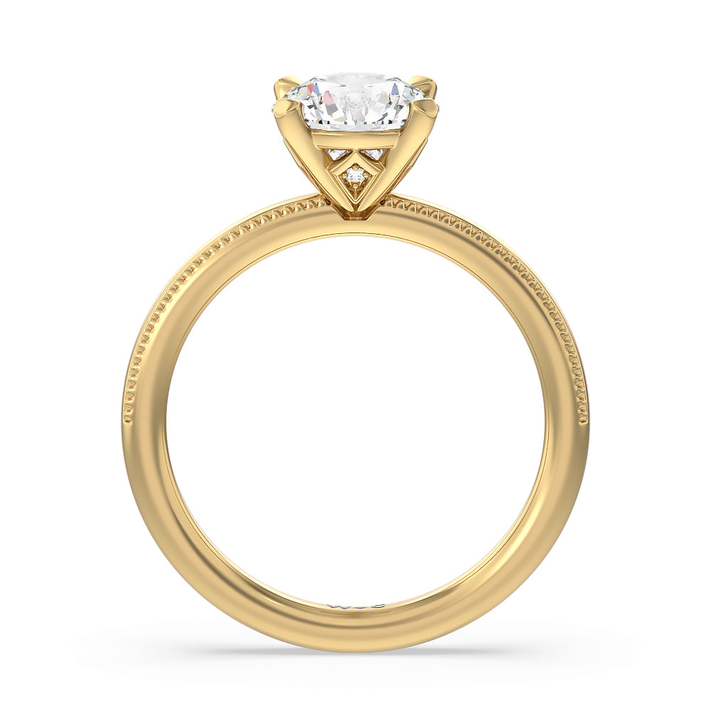 Round Cut Kite Basket Four Prong Solitaire Engagement Ring with Lab Grown Diamond in 14KT Yellow Gold view 2
