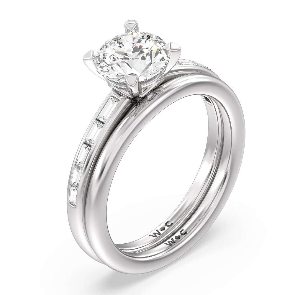 Channel Set Kite Basket Engagement Ring with Cushion Cut Diamond in 14KT Platinum view 4
